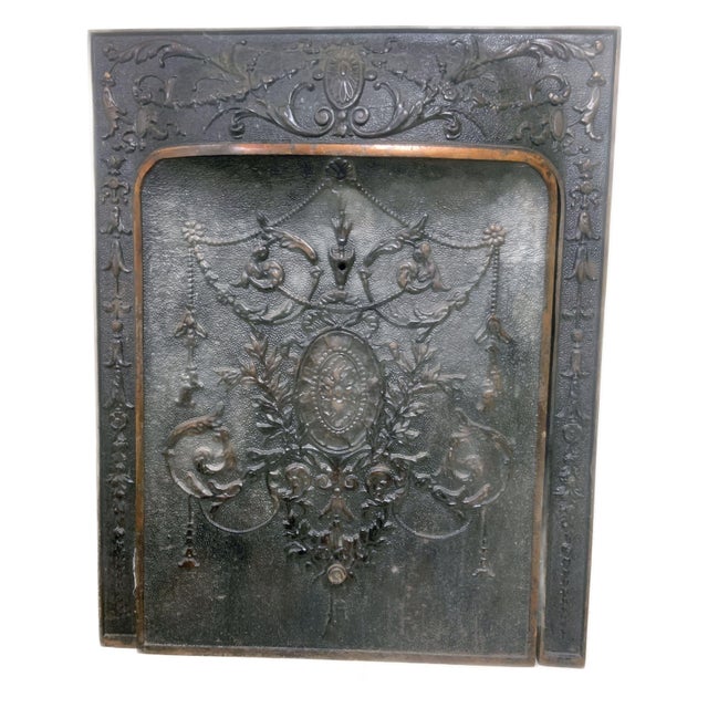 Victorian 19th Century Antique 24" Cast Iron Fireplace Surround and Cover 2 Pieces For Sale - Image 3 of 5