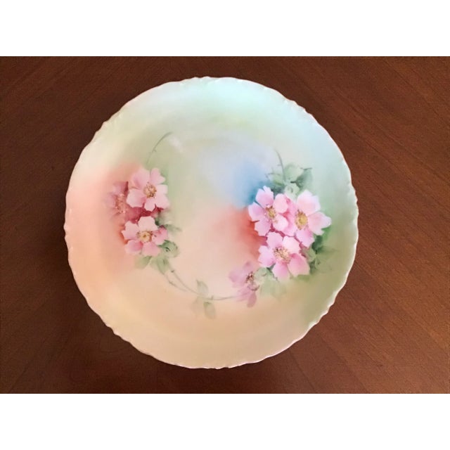 Traditional Antique Bavarian Hand Painted Scalloped Floral Porcelain Plate For Sale - Image 3 of 3