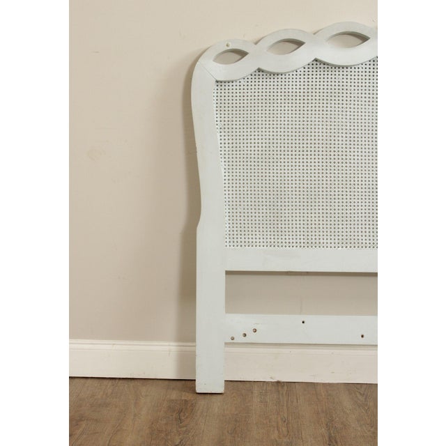 French Provincial Style Queen Size Painted Caned Headboard For Sale - Image 11 of 12