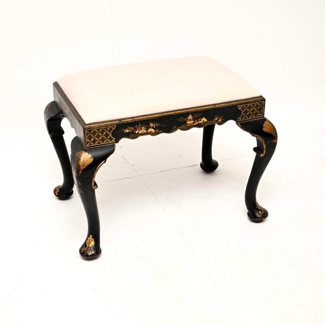 Antique Lacquered Chinoiserie Stool, 1900 For Sale - Image 11 of 11