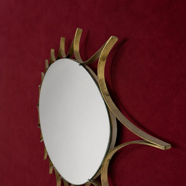 1970s 1970s Brass Sunburst Wall Mirror For Sale - Image 5 of 5