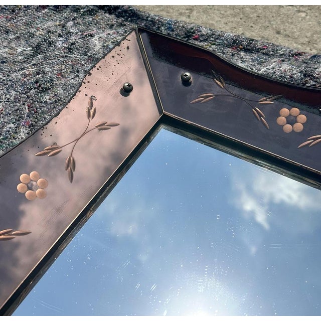 1930s Art Deco Rose Glass Bevelled Venetian Flower Petal Mirror, 1930s For Sale - Image 5 of 18