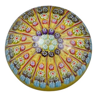 Mid 20th Century Perthshire Scotland Millefiori 16 Spoke Radial Twist Art Glass Paperweight For Sale