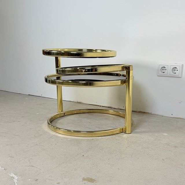 Vintage Hollywood Regency Swivel Cascade Coffee Table with Black Glass, Germany, 1970s For Sale - Image 6 of 12