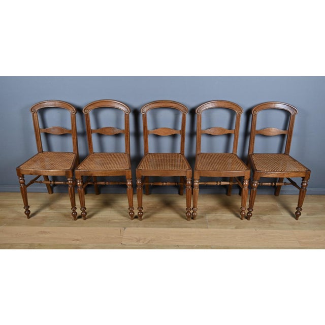 Louis Philippe Oak Chairs, Late 19th Century, Set of 5 For Sale - Image 10 of 18