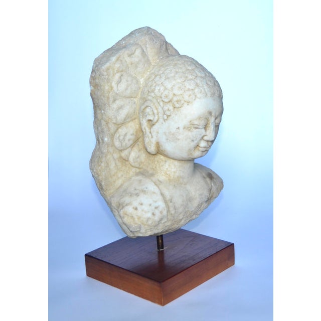 15th Century & Earlier Ancient Chinese Marble Buddha Head For Sale - Image 5 of 10