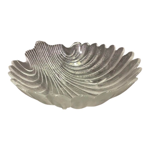 1970s Claus Josef Riedel Austrian Crystal Large Scallop Shell Centerpiece Bowl For Sale