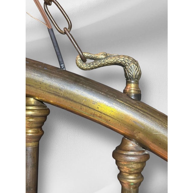 Metal Early 20th Century Rustic Bedframe Chandelier With Swan Motif For Sale - Image 7 of 14