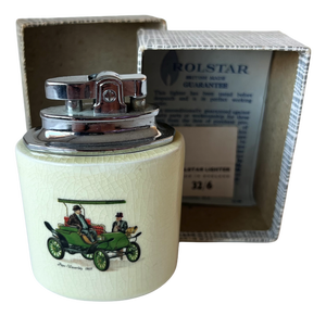 Vintage Table Lighter with Veteran Car Motif from Rolstar