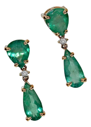 Sparkling Dangle Brazilian Emerald Earrings May Birthstone - 2 Pieces