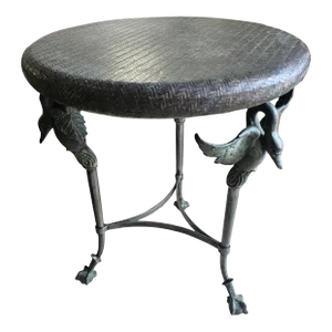 1980s Maitland Smith Bronze and Copper Mesh Accent Table