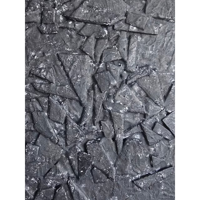 Oversized Matte Black & White Textured Abstract — Original Oil Painting by Diane Grant | Louise Nevelson For Sale - Image 10 of 18