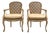 1950s French Louis VI Style Gilt and Painted Bergere Chairs, Pair For Sale
