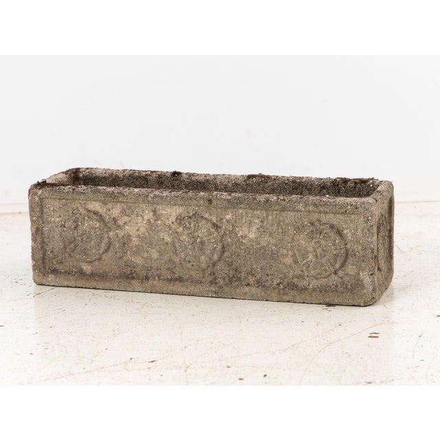1960s Rectangular Concrete Stone Planter With Tudor Rose Pattern, England Mid 20th C. For Sale - Image 5 of 12