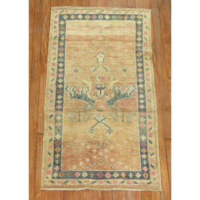 a Mid-20th century Turkish pictorial throw rug Details rug no. 31291 size 2' 5" x 4' 6" (74 x 137 cm)