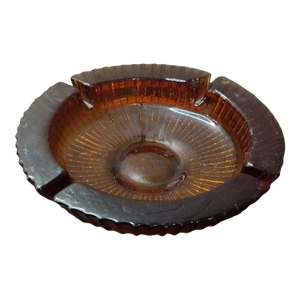 Mid Century Blenko Amber Starburst Pattern Ashtray