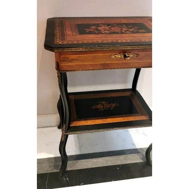 Brown French Napoleon III Style Dressing Table with Mirror and Faux Drawer, 1850s For Sale - Image 8 of 13