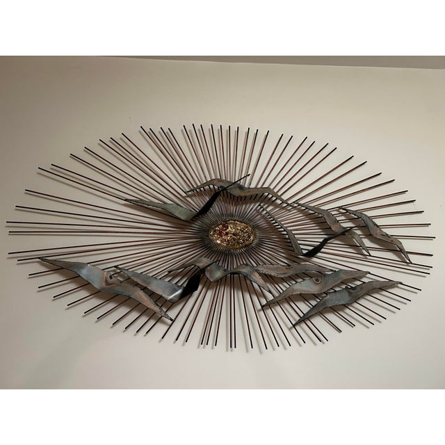 Mid-Century Modern Mid Century Brutalist Curtis Jere Metal Flight of Birds Wall Art For Sale - Image 3 of 8
