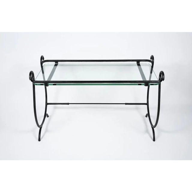 Coffee Table in Sheathed Leather by Jacques Adnet, 1950 For Sale - Image 4 of 8