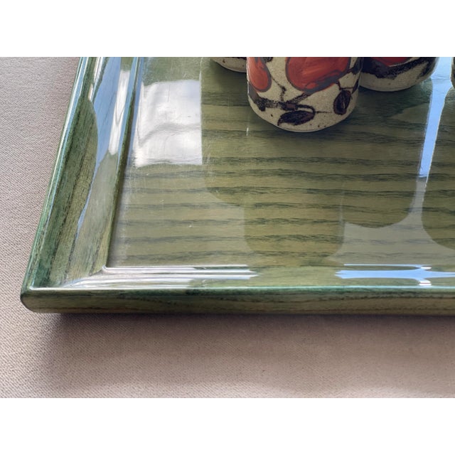 1980s Vintage Green Maple Tray With Lacquer Finish For Sale - Image 5 of 5