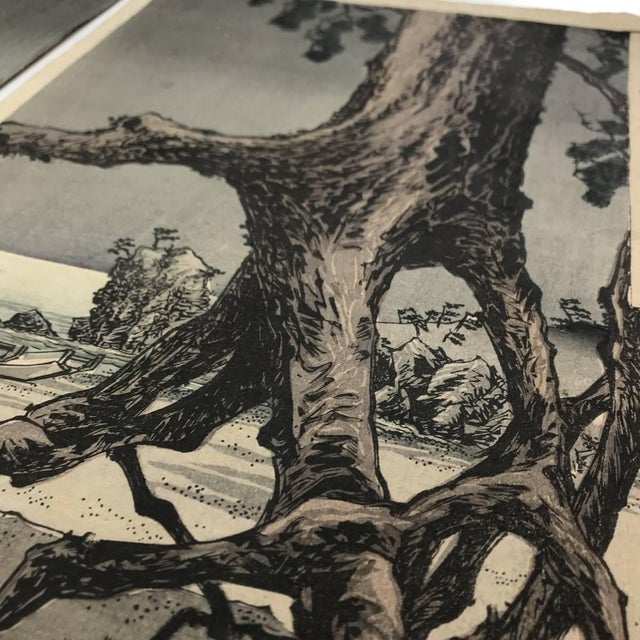 1892 Kiyochika Triptych Sugawara No Michizane Rare Meiji Japanese Woodblock Set For Sale - Image 9 of 10