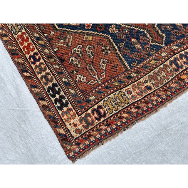 Antique Kashkuli Qashqai Double Medallion Tribal Rug - 3'9" X 5'5" For Sale - Image 6 of 11