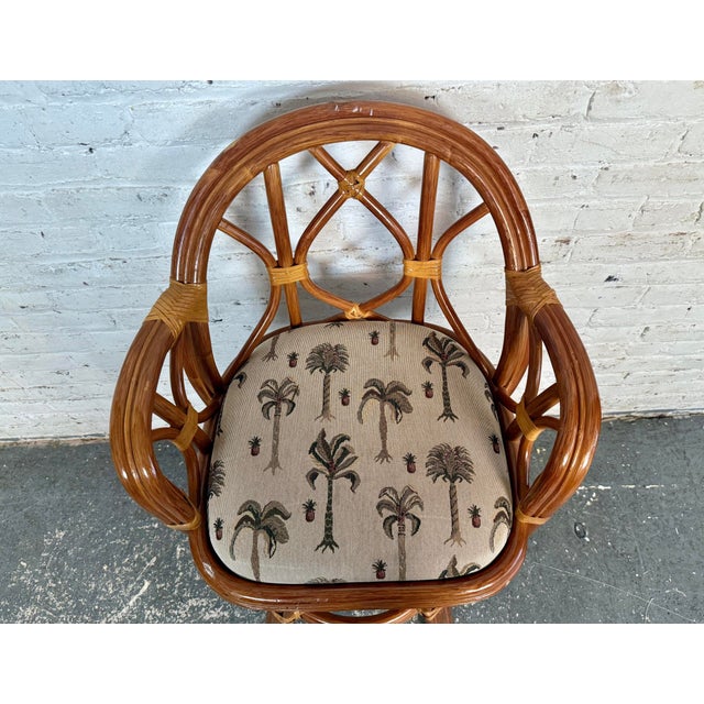 Mid 20th Century Rattan Backed Swivel Bar Stool For Sale In New York - Image 6 of 11