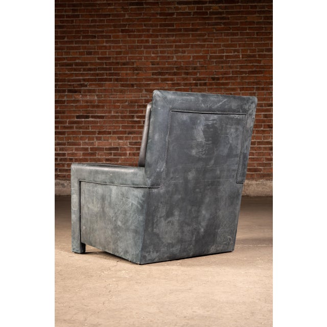 Animal Skin Contemporary Italian Leather Chair and Ottoman Set by Roche Bobois in Black For Sale - Image 7 of 9