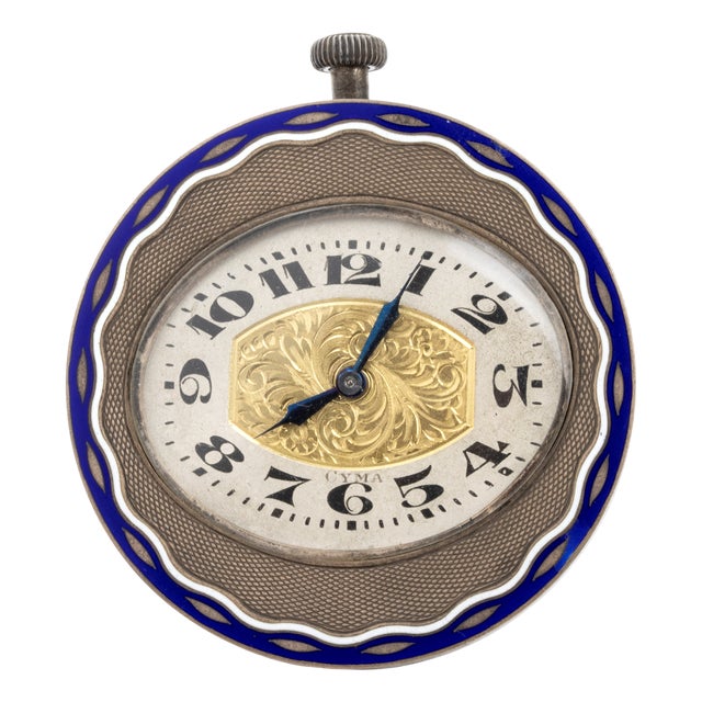 Vintage Art Deco Enamel Table Clock from Cyma, 1920s For Sale