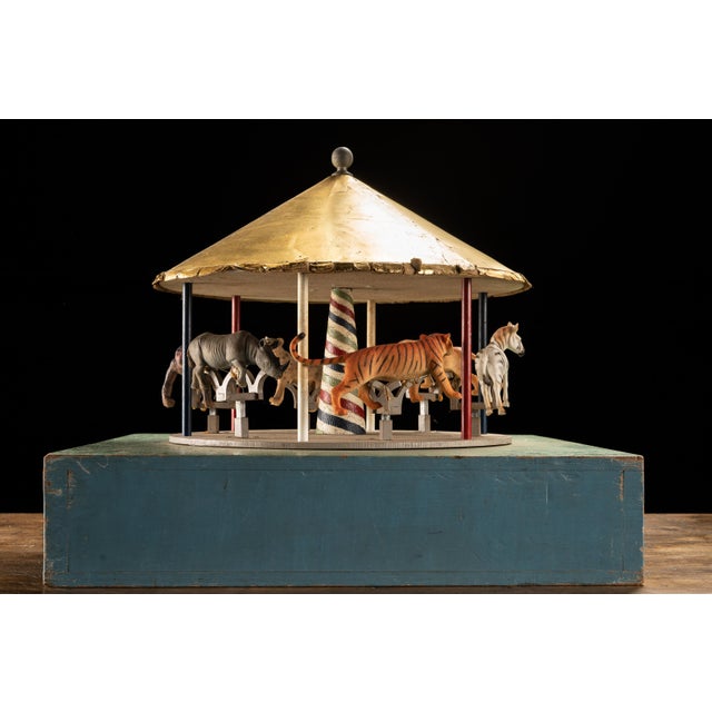 Early 20th Century Early 20th Century Hand-Crank Mechanical Carousel Toy For Sale - Image 5 of 9