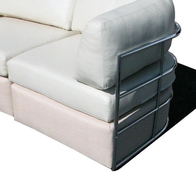 White Vintage Mid-Century Chrome Pas De Urbino Style Three-Piece Sectional For Sale - Image 8 of 8