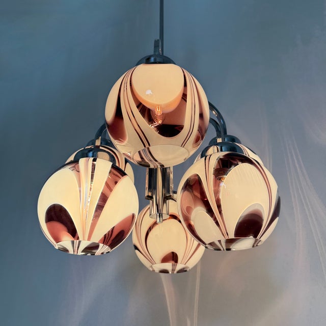 Italian Purple and White Murano Glass Swirl Chandelier, 1970s For Sale - Image 14 of 18