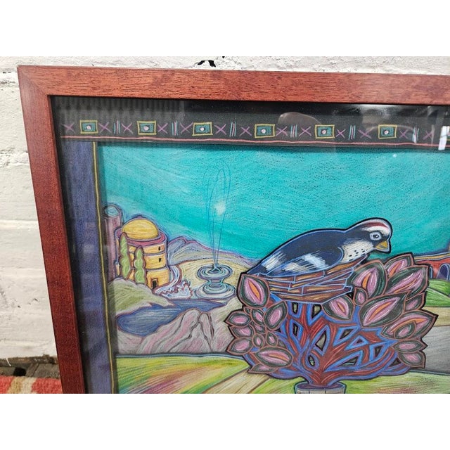 Surrealism Joan Curtis Mixed Media "Journey Home" Drawing Acrylic For Sale - Image 3 of 6
