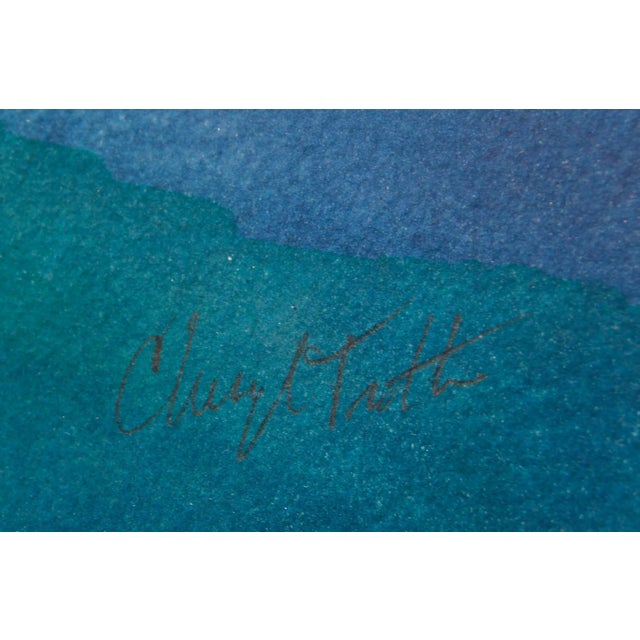 1989 "Elkhorn Slough" Watercolor Cyanotype Painting by Cheryl Trotter, Framed For Sale - Image 4 of 6