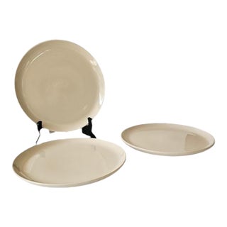 Russel Wright Oneida Linen White 9-3/8" Salad Plates - Set of Three - Euc - New - Unused For Sale