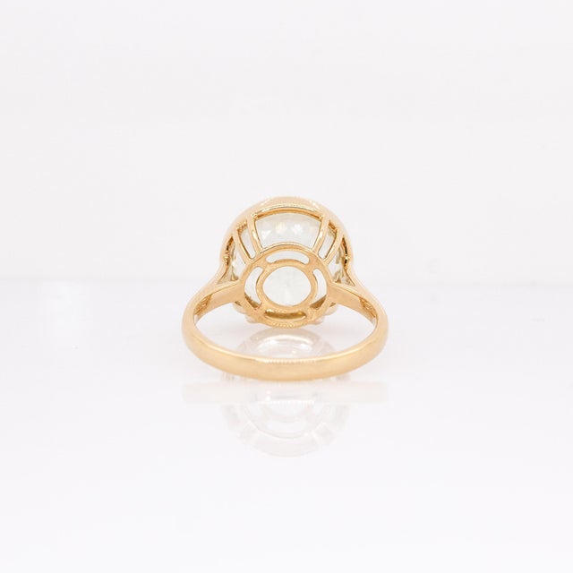 Round Prasiolite Solitaire Ring: Solid 14k Yellow Gold, 12mm Gemstone For Sale In Columbus - Image 6 of 7