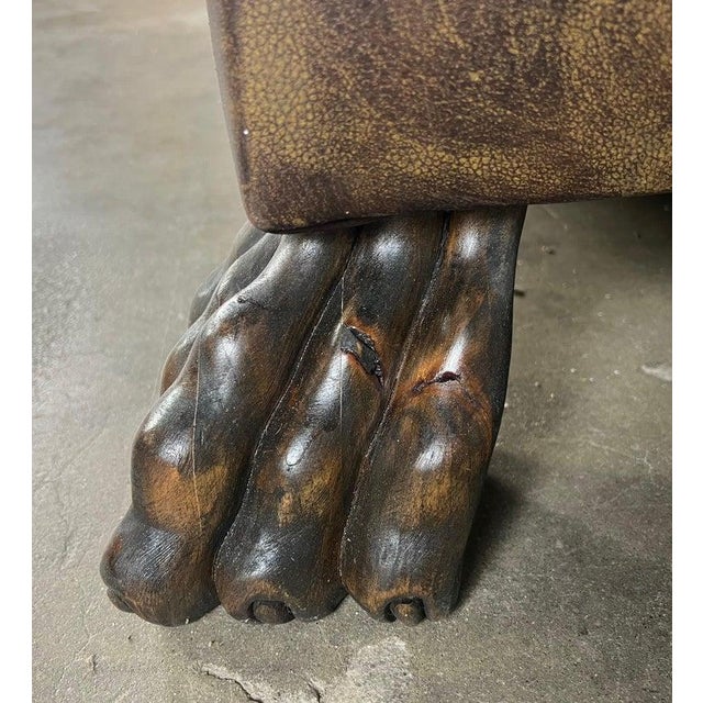 Mid-20th C. Leather Upholstered Sofa W/ Lion Paw Feet For Sale - Image 16 of 16