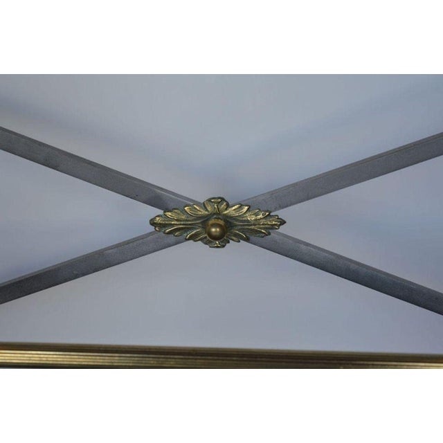 Traditional Neoclassical Revival Italian Bronze & Steel Console Table W Horse Details. 1950s For Sale - Image 3 of 4