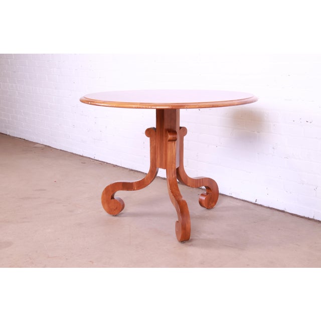 Baker Furniture French Empire Fruitwood Pedestal Breakfast or Center Table, Newly Refinished For Sale In South Bend - Image 6 of 11