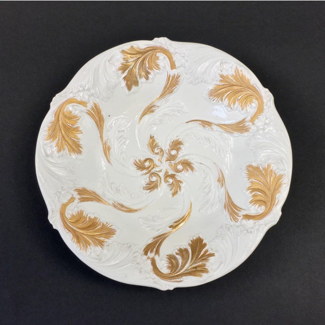 Gold Large Antique Gilt Porcelain Relief Plate from Meissen, Mid-1800s For Sale - Image 8 of 8