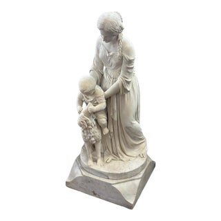 19th Century Italian Marble Sculpture of a Mother & Child For Sale