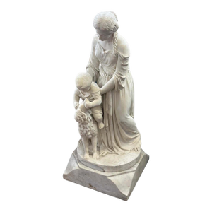 19th Century Italian Marble Sculpture of a Mother & Child