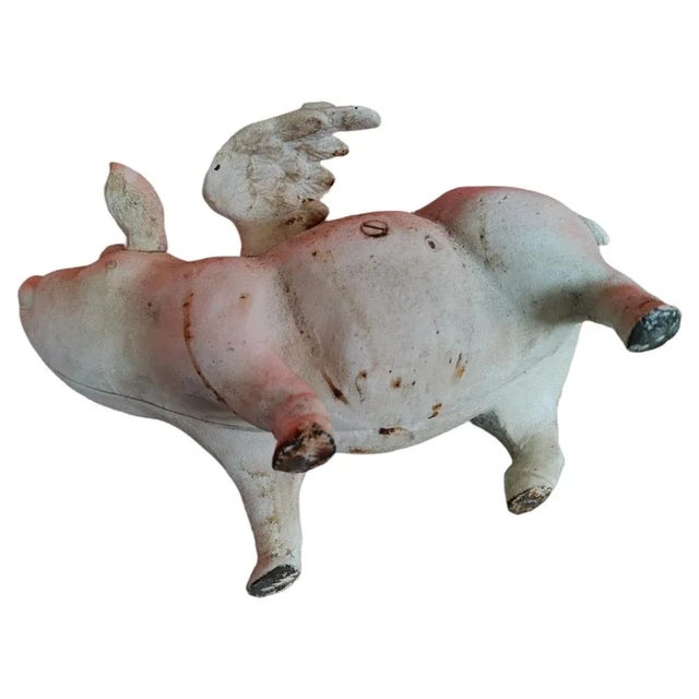 Metal Pigs with Wings in Wrought Iron, 20th Century, Set of 2 For Sale - Image 7 of 11