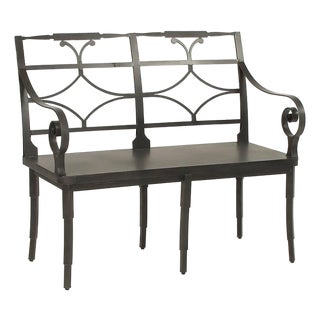 Ranier Circle Arch Iron Bench, Antique Black For Sale