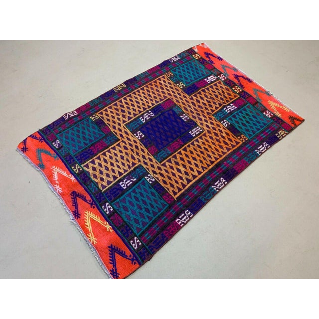 Old Turkish Kilim Rug, Beautiful Turkish Kilim, made in the 1970s, this is a lovely Cicim rug from Anatolian mountains,...