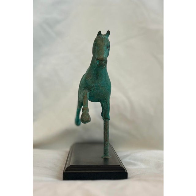 Modern 1960s Patinated Bronze Trotting Horse Statue For Sale - Image 3 of 4