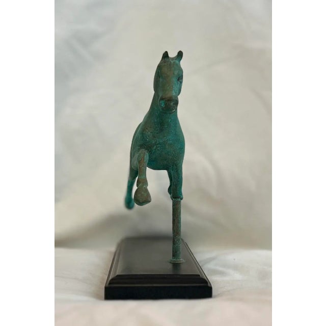 Modern Patinated Bronze Trotting Horse Statue For Sale - Image 3 of 4