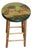 1994 Signed American Folk Art Hand-Painted Farm Scene Wood Counter Stool For Sale