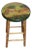 American Folk Art Farm Scene Hand-Painted Wood Stool, 1994 Signed For Sale