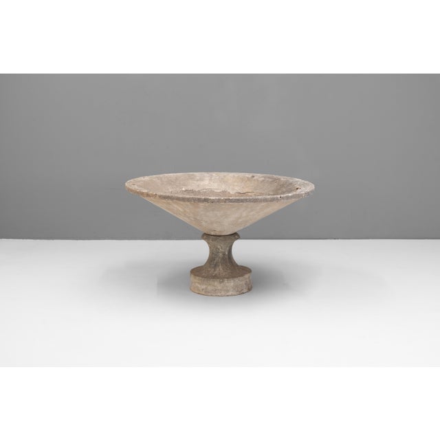 Large concrete dish planter on stand. France circa 1960.